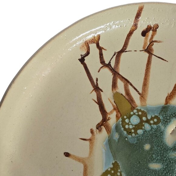 Handcrafted Art Platter Abstract Design 14 inch Signed OOAK Pottery large - Picture 10 of 16